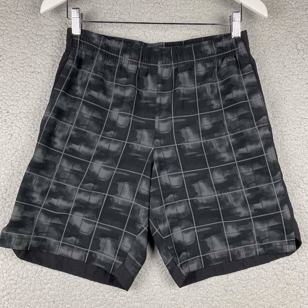 Tapout Mens Shorts Size Small Black Plaid Elastic Waist Workout‎ Geometric